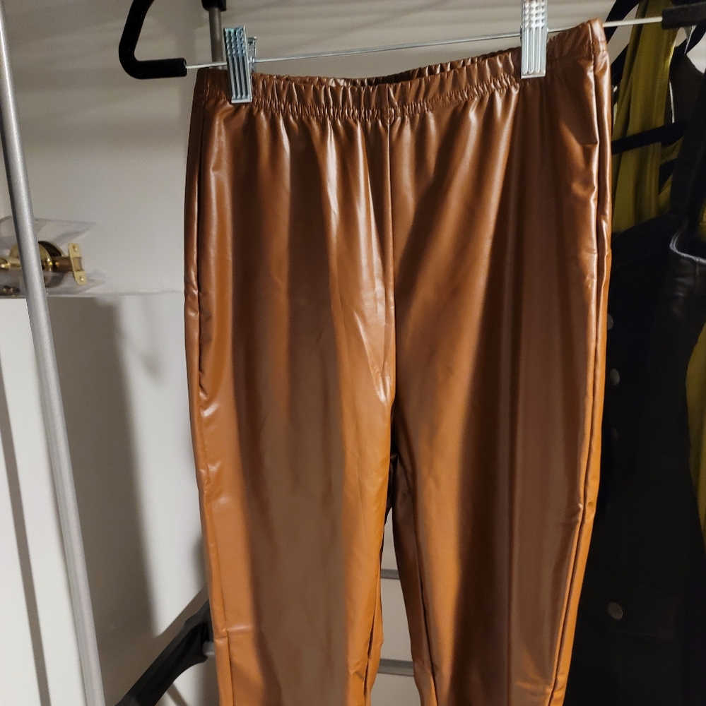 Brown leather leggings